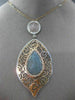 LARGE 1.2CT DIAMOND & AGATE & AQAUMARINE 14K WHITE & ROSE GOLD FILIGREE NECKLACE