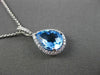 ESTATE 2.47CTW DIAMOND & AAA EXTRA FACET BLUE TOPAZ 14KT WHITE GOLD DROP PENDANT