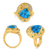 EXTRA LARGE 4.19CT MULTI GEM 14K YELLOW GOLD 3D TRILLION & ROUND ETOILE FUN RING