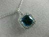 ESTATE 2.27CT AAA LONDON BLUE TOPAZ & WHITE SAPPHIRE 14K WHITE GOLD HALO PENDANT