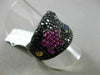 ESTATE 2.85CT BLACK DIAMOND & AAA MULTI COLOR SAPPHIRE 18KT GOLD BUTTERFLY RING