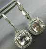 ESTATE 1.83CT AAA MORGANITE 14K WHITE GOLD 3D CUSHION LEVERBACK HANGING EARRINGS