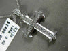 ESTATE .20CT DIAMOND 14KT WHITE GOLD 3D CLASSIC FILIGREE MILGRAIN CROSS PENDANT