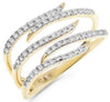 ESTATE .24CT DIAMOND 18KT YELLOW GOLD 3D MULTI ROW WAVE FUN RING