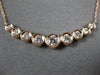 ESTATE LARGE .50CT DIAMOND 14KT ROSE GOLD 3D NINE STONE BAR HAPPY FACE NECKLACE