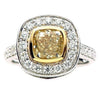 LARGE 2.92CT WHITE & FANCY YELLOW DIAMOND 18KT TWO TONE GOLD 3D ANNIVERSARY RING