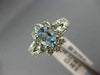 ESTATE 1.49CT DIAMOND & AQUAMARINE 14K WHITE GOLD 3D HALO FLOWER ENGAGEMENT RING