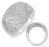 LARGE 1.92CT DIAMOND 14K WHITE GOLD 3D PAVE FILIGREE DOME SHAPE ANNIVERSARY RING