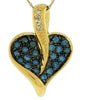 ESTATE SMALL .24CT WHITE & BLUE DIAMOND 14KT YELLOW GOLD HEART FLOATING PENDANT