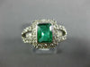 LARGE 2.10CT DIAMOND & AAA EMERALD 14K WHITE GOLD 3D SQUARE HALO ENGAGEMENT RING