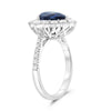 GIA 4.23CT DIAMOND & AAA SAPPHIRE 18K WHITE GOLD PEAR SHAPE HALO ENGAGEMENT RING