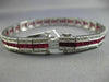 ESTATE WIDE 9.96CT DIAMOND & AAA RUBY 18KT WHITE GOLD 3D CLASSIC TENNIS BRACELET