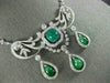 ANTIQUE LARGE 25.0CT OLD MINE DIAMOND & EMERALD 18K WHITE GOLD FILIGREE NECKLACE