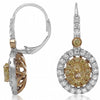 2.09CT WHITE FANCY YELLOW DIAMOND 18KT 2 TONE GOLD OVAL & ROUND HANGING EARRINGS