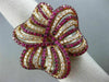 ESTATE EXTRA LARGE 3.63CT DIAMOND & AAA PINK RUBY 18K ROSE GOLD 3D FLOWER RING