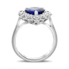 GIA LARGE 4.89CT DIAMOND & PEAR SHAPE SAPPHIRE 18K WHITE GOLD 3D ENGAGEMENT RING