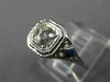 ANTIQUE .53CT DIAMOND & AAA SAPPHIRE 18K WHITE GOLD SQUARE ENGAGEMENT RING 26026