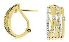 WIDE .45CT DIAMOND 14K YELLOW GOLD MULTI ROW CRISS CROSS ETOILE CLIP ON EARRINGS