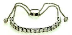 1.0CT DIAMOND 14KT WHITE GOLD SEMI ETERNITY FLEXIBLE ADJUSTABLE TENNIS BRACELET