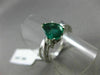 ESTATE WIDE 1.40CT ROUND DIAMOND & AAA EMERALD 14K WHITE GOLD 3D ENGAGEMENT RING