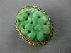 ANTIQUE AAA JADE 14KT YELLOW GOLD 3D HANDCRAFTED OVAL FLOWER FILIGREE PIN BROOCH