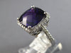 LARGE 6.03CT DIAMOND & AAA AMETHYST 14KT WHITE GOLD 3D CUSHION & ROUND HALO RING