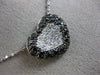 ESTATE 1.22CT WHITE & BLACK DIAMOND 14K WHITE GOLD LOVE HEART PENDANT CHAIN #586