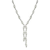 ESTATE 1.86CT ROUND DIAMOND 18KT WHITE GOLD LEAF BEZEL WAVE LARIAT LOVE NECKLACE