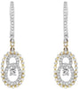 .90CT DIAMOND 18KT 2 TONE GOLD 3D SOLITAIRE OVAL LOVE KNOT HANGING EARRINGS