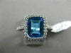 ESTATE WIDE 4.14CT DIAMOND & AAA BLUE TOPAZ 14KT WHITE GOLD HALO ENGAGEMENT RING