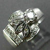 ANTIQUE WIDE .34CT DIAMOND 14K WHITE GOLD FLOWER FILIGREE ANNIVERSARY RING 26178