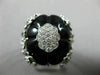 ESTATE LARGE .82CT DIAMOND & AAA ONYX 14KT WHITE GOLD 3D HEART FLOWER FUN RING