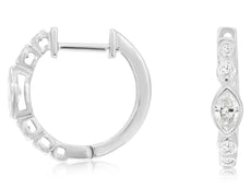 .47CT DIAMOND 14K WHITE GOLD 3D ROUND & MARQUISE 5 STONE HOOP HANGING EARRINGS
