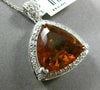 ESTATE EXTRA LARGE 11.01CT DIAMOND & AAA CITRINE 14KT WHITE GOLD 3D HALO PENDANT