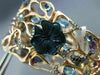 ESTATE LARGE 9.26CT MULTI COLOR DIAMOND & AAA GEM 14K GOLD AQUATIC FLOWER BANGLE