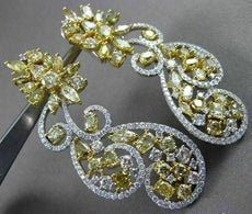 ESTATE LARGE 11.39CT WHITE & FANCY DIAMONDS 18KT WHITE & YELLOW GOLD 3D EARRINGS