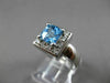 ESTATE 1.55CT DIAMOND & AAA BLUE TOPAZ 14KT WHITE GOLD CLASSIC SQUARE HALO RING