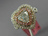 ESTATE 1.79CT WHITE & PINK DIAMOND 18KT 2 TONE GOLD DOUBLE HALO ENGAGEMENT RING