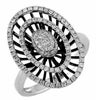 WIDE .55CT DIAMOND 14KT WHITE GOLD 3D OVAL CLUSTER DOUBLE HALO FLOWER FUN RING
