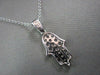 ESTATE .30CT DIAMOND 14KT WHITE GOLD 3D HAMSA LUCKY HAND PENDANT & CHAIN #21684