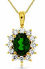 ESTATE 1.93CT DIAMOND & AAA RUSSALITE 14KT YELLOW GOLD 3D OVAL FLOWER PENDANT