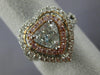 ESTATE 1.79CT WHITE & PINK DIAMOND 18KT 2 TONE GOLD DOUBLE HALO ENGAGEMENT RING