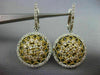 ESTATE LARGE 2.26CT DIAMOND 14K 2 TONE GOLD FLOWER LEVER BACK HANGING EARRINGS