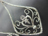 ESTATE LARGE 1.30CT DIAMOND 14KT WHITE GOLD 3D HEART FILIGREE HANGING EARRINGS