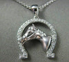 ESTATE .19CT DIAMOND 14K WHITE GOLD HORSE SHOE LUCKY FLOATING PENDANT WITH CHAIN