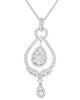 LARGE 1.45CT DIAMOND 14KT WHITE GOLD ROUND MULTI LEAF TEAR DROP FLOATING PENDANT