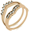 ESTATE .38CT DIAMOND 14KT ROSE GOLD 3D ROUND CLASSIC 2 ROW DOUBLE V INSERT RING