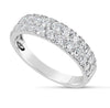 ESTATE 1.2CT DIAMOND 18K WHITE GOLD 3 ROW SEMI ETERNITY WEDDING ANNIVERSARY RING
