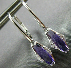 ESTATE 1.31CT DIAMOND & AAA AMETHYST 14KT WHITE GOLD TRAPEZOID HANGING EARRINGS