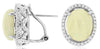 4.48CT DIAMOND & AAA OPAL 14KT WHITE GOLD OVAL & ROUND CLIP ON HANGING EARRINGS